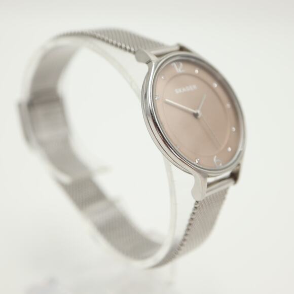 Skagen Anita Champagne Diamond 30mm Watch Silver Tone Metal Mesh w New Battery - Picture 10 of 16